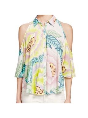 NWT Mara Hoffman cold shoulder tropical floral button-down tank top size XS
